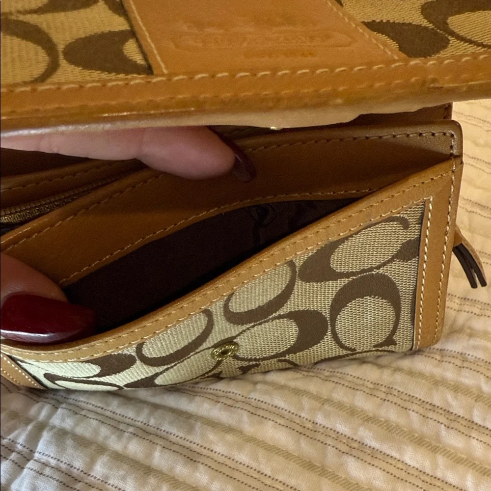 Coach Signature Canvas Wallet in Brown and Tan - Picture 10 of 11